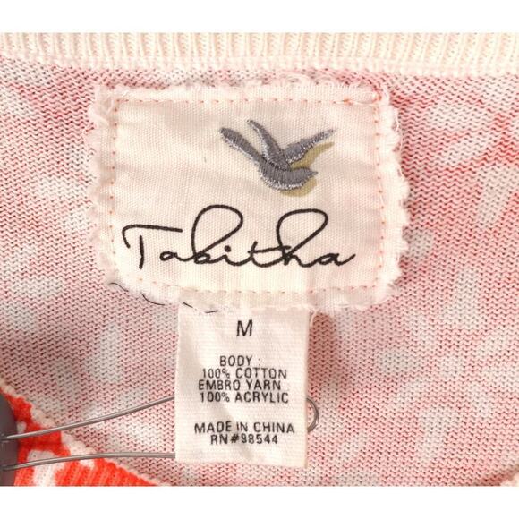 Tabitha Anthropologie Cardigan Medium Orange Floral Fine Knit Embroidery Brunch - Picture 7 of 15